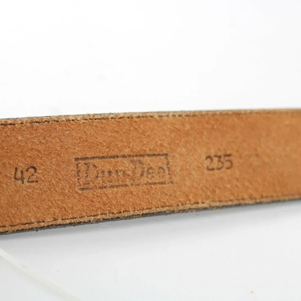 DunDee Mens Belt Size 42 Western Brown Leather Gold Tone Prong D-Ring Buckle
